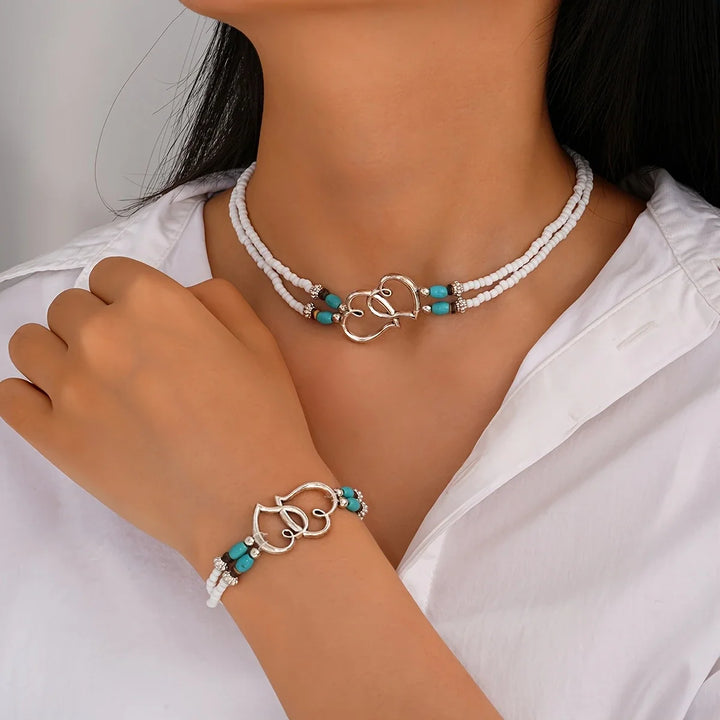 Conjunto de Collar y Pulsera Corazón