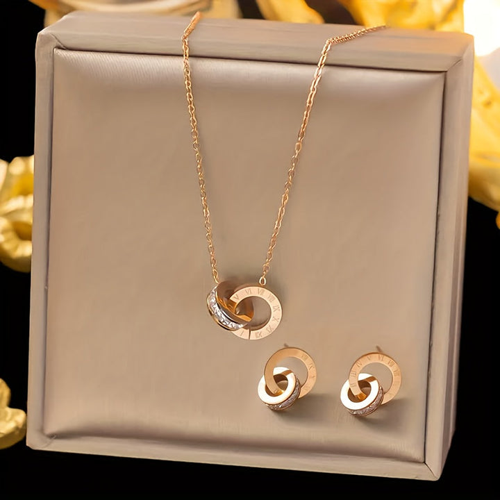 Conjunto Círculo Infinito Oro Blanco