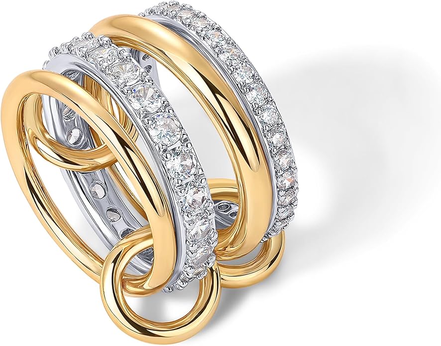Conjunto Anillos Apilados Brillantes
