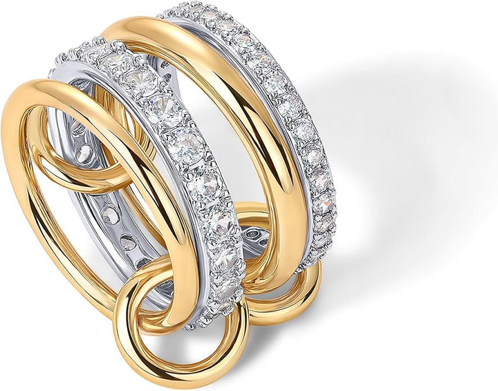 Conjunto Anillos Apilados Brillantes