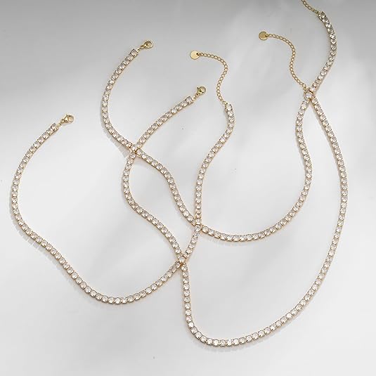 Collar Tenis Brillantes Dorado