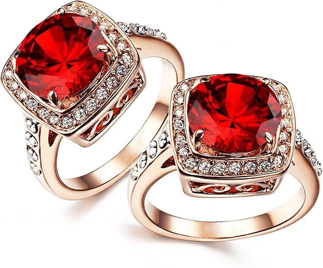 Anillo llamativo halo de rubí Oro