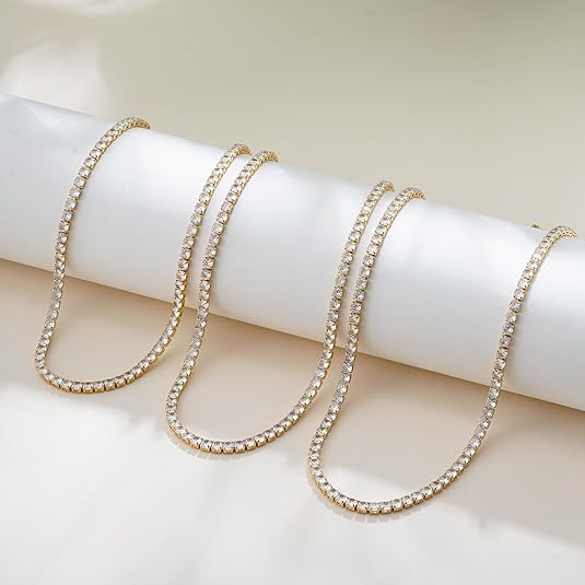 Collar Tenis Brillantes Dorado