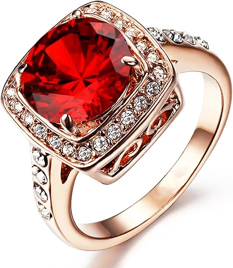 Anillo llamativo halo de rubí Oro