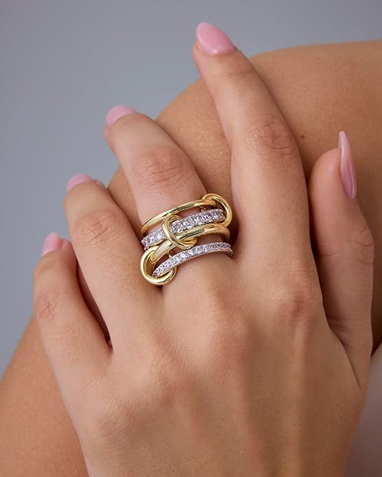 Conjunto Anillos Apilados Brillantes