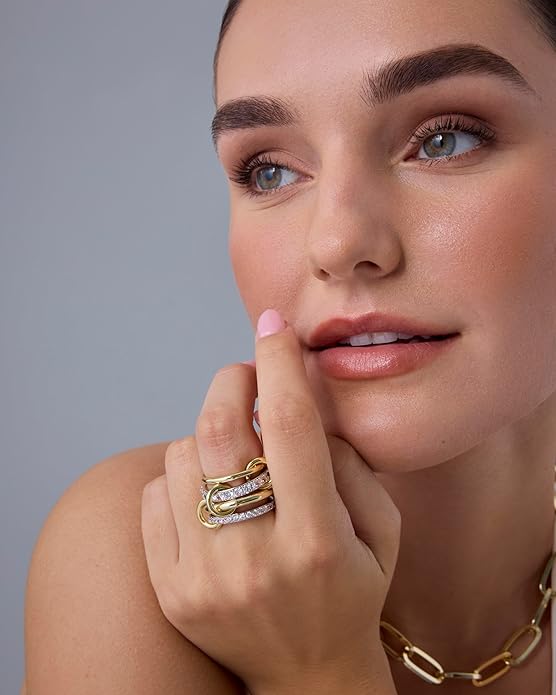 Conjunto Anillos Apilados Brillantes
