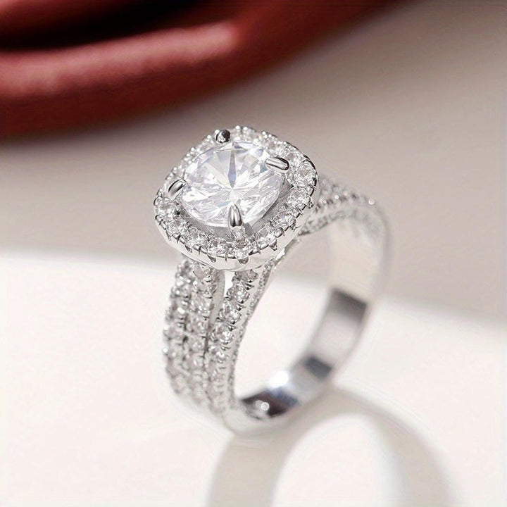 Anillo Halo Cojín Pavé