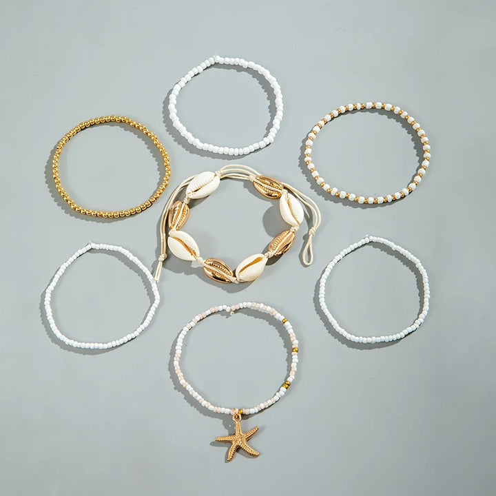 Conjunto de 7 Tobilleras Elegantes