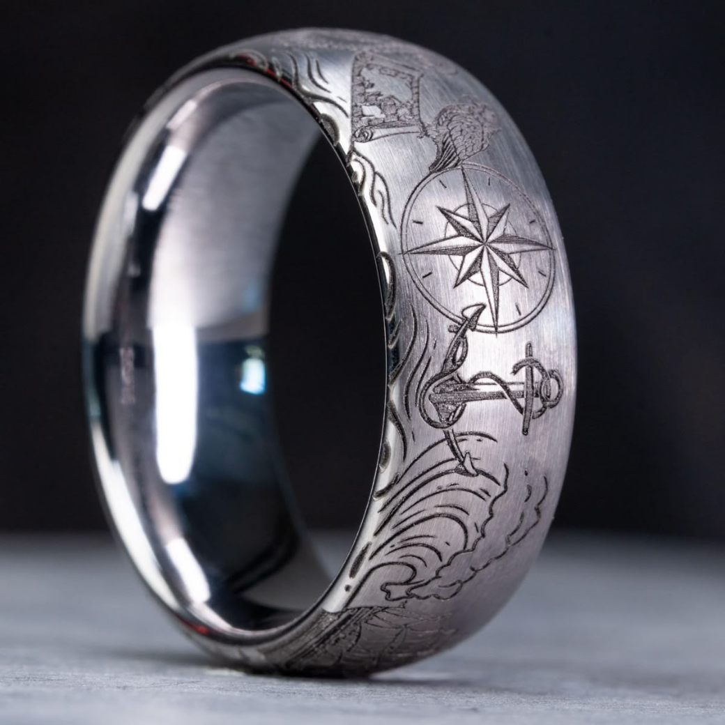 Anillo Brújula Plateado