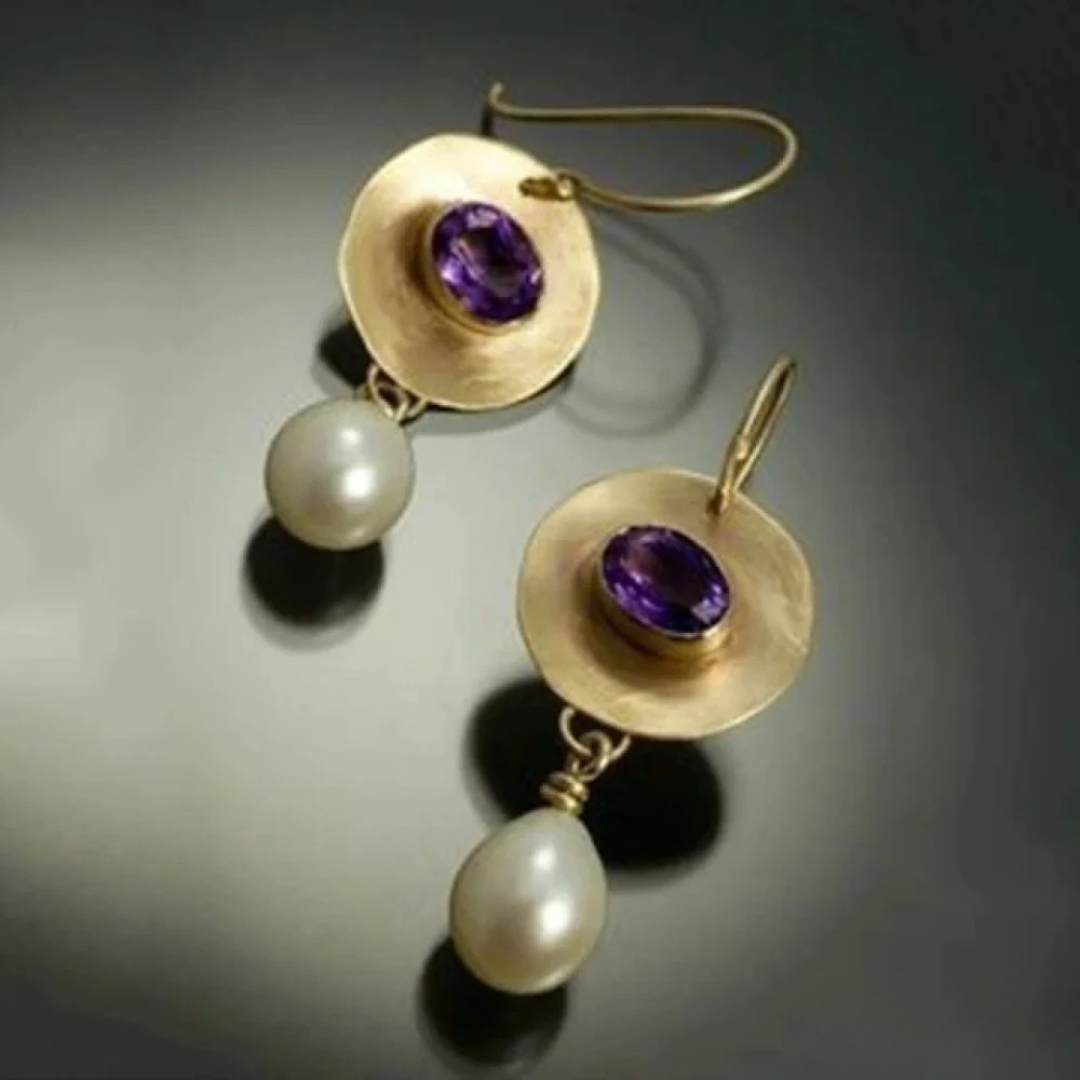 Pendientes Violeta con Perla