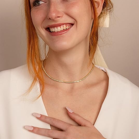 Collar Tenis Brillantes Dorado