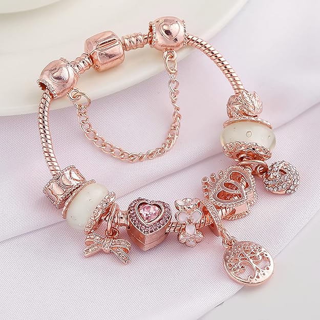 Pulsera Rose Atrapasueños con Dijes Incluidos