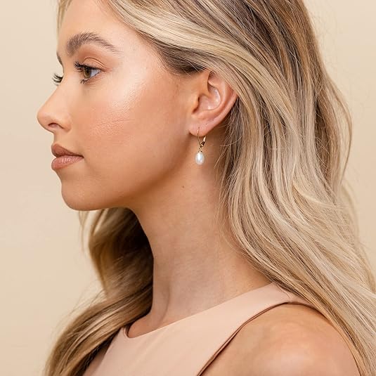 Pendientes Perla Colgante Dorados