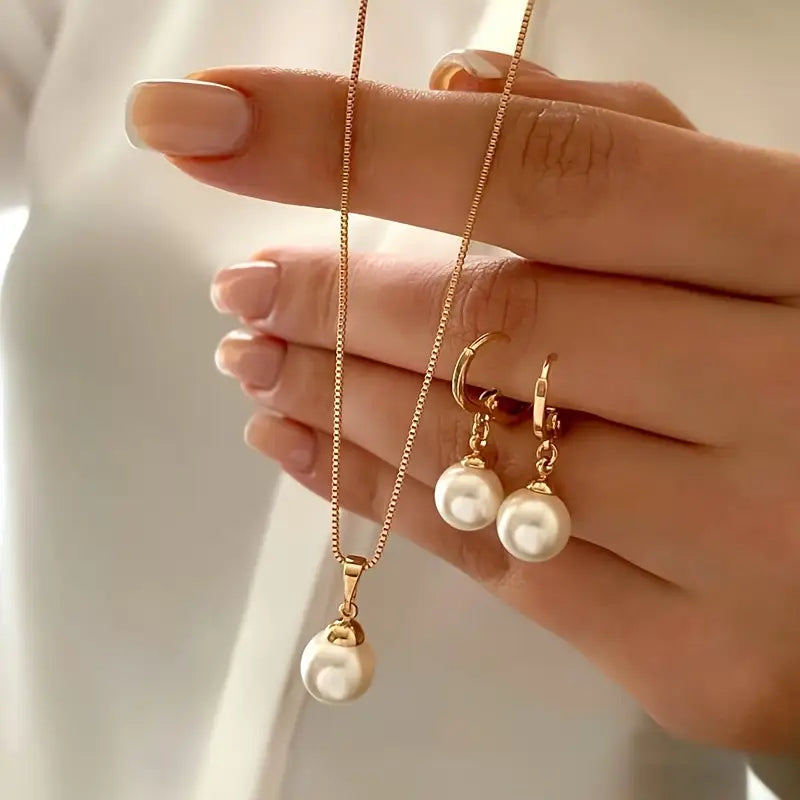 Conjunto de Collar Elegante y Delicado con Perlas