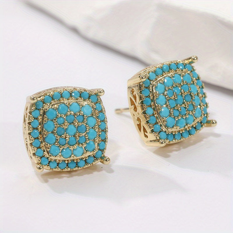 Pendientes Cuadrados Turquesa Elegantes