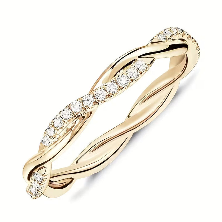Anillo Doble Banda Entrelazada