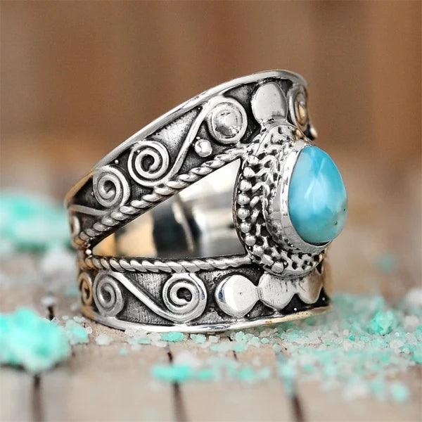 Anillo Gota Calada Turquesa