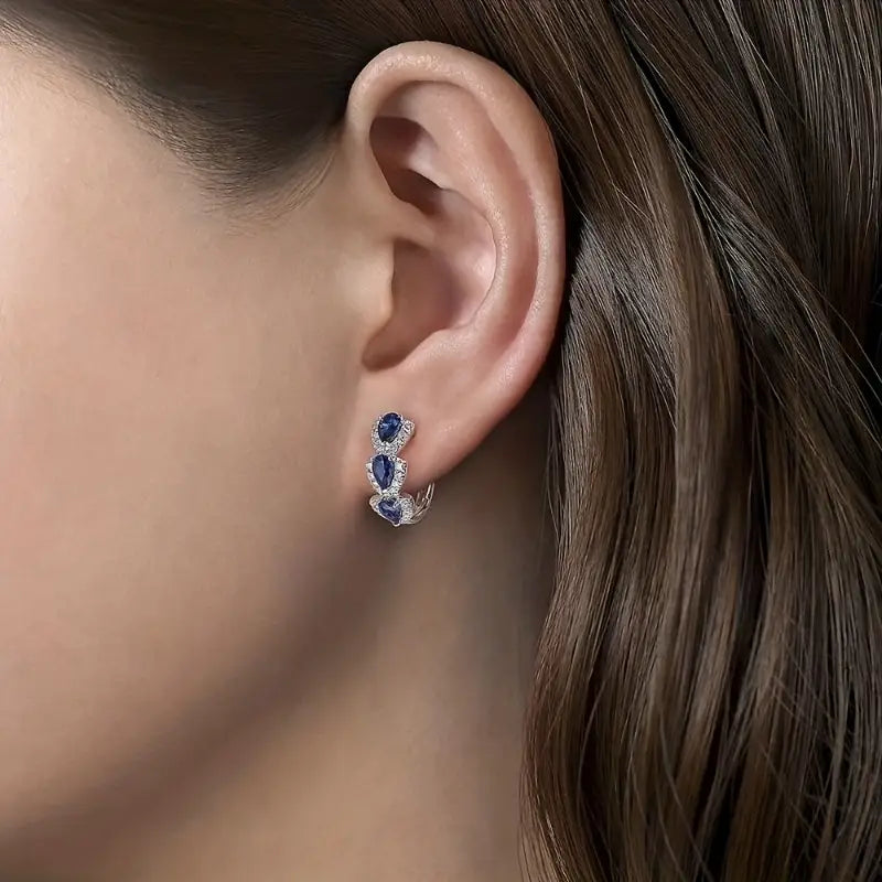 Pendientes blasón real de zafiro Oro