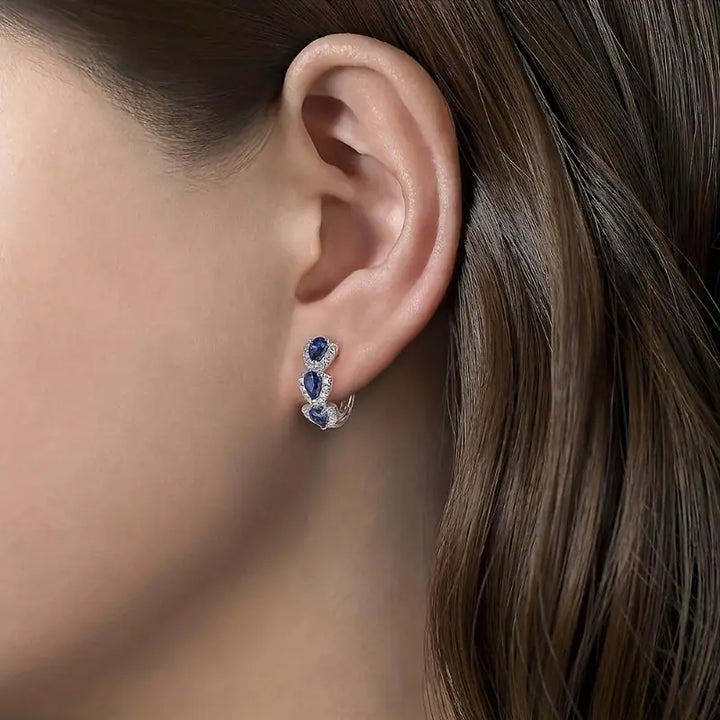 Pendientes blasón real de zafiro Oro