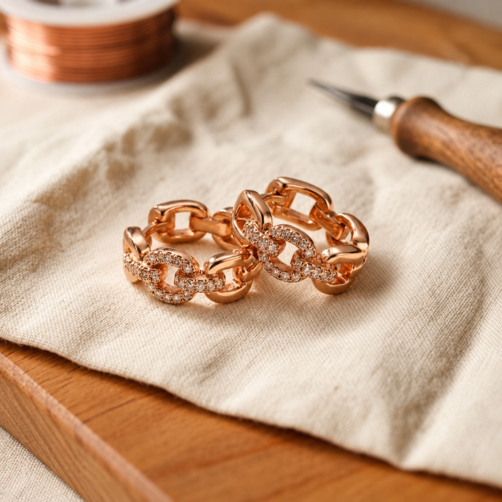 Aros de Cobre Cristal Celeste