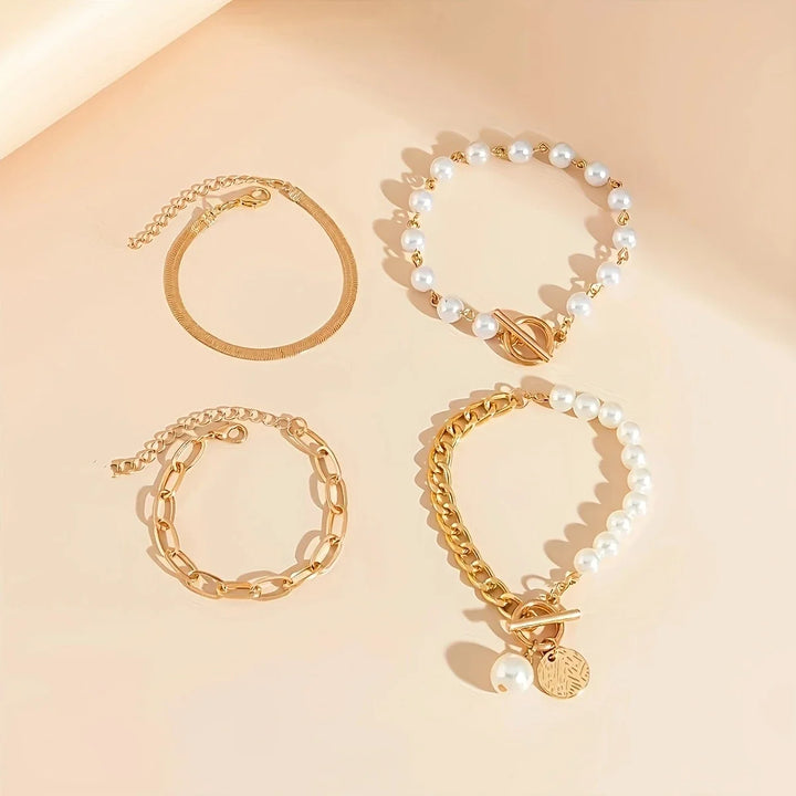 Conjunto de 4 Pulseras de Oro