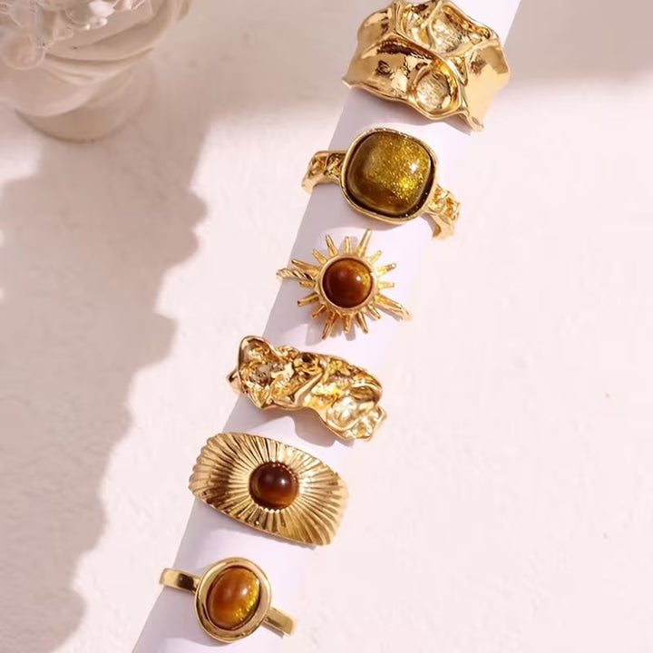 Set x 6 anillos de piedra