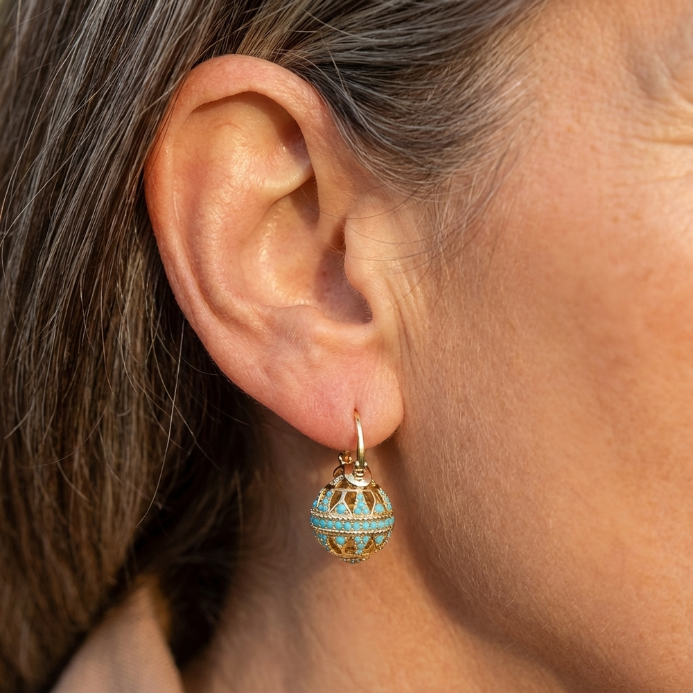 Pendientes Esfera Filigrana Turquesa