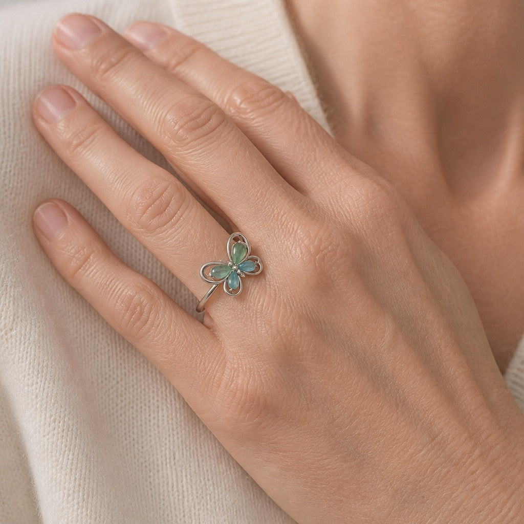 Anillo Mariposa Plateado Ajustable