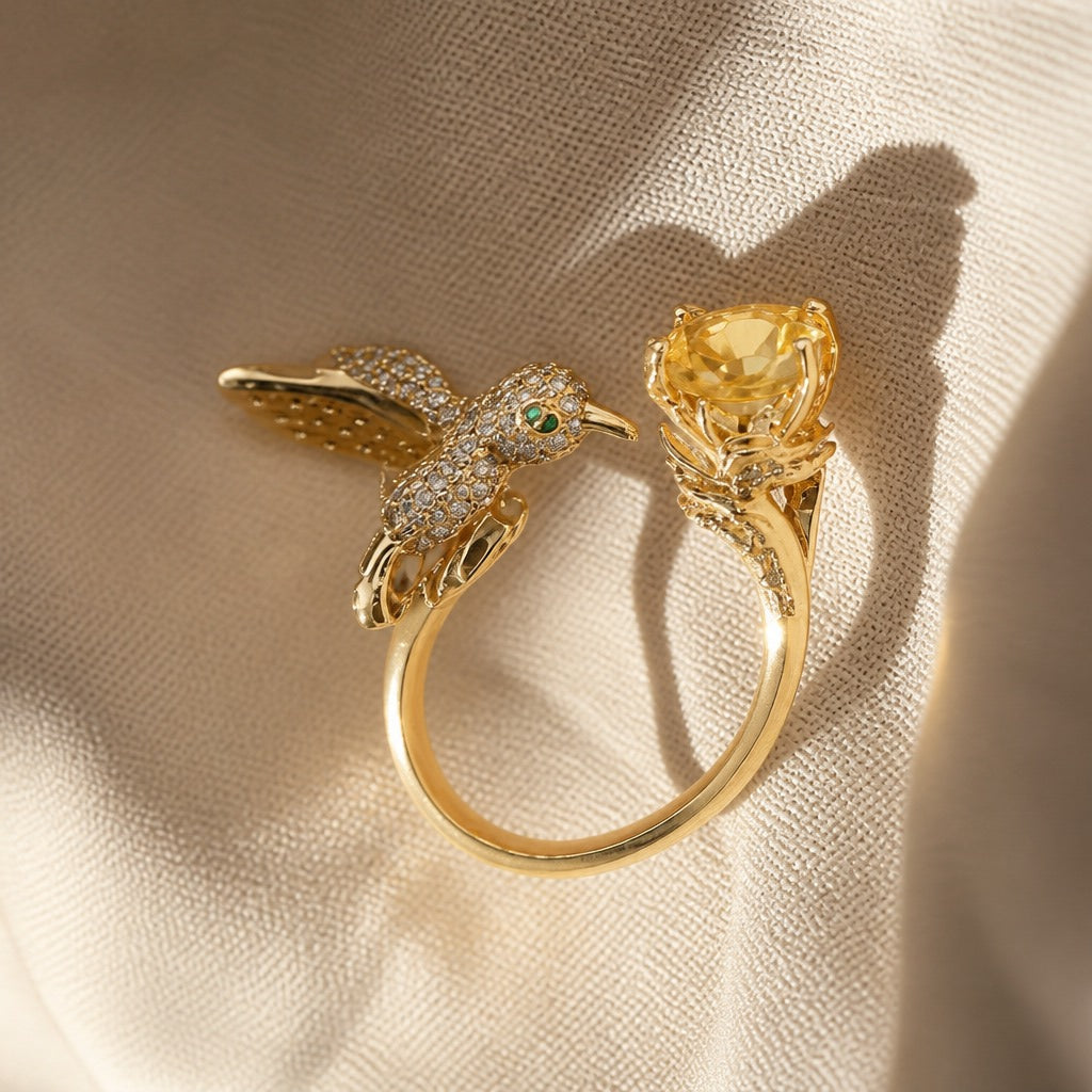 Anillo Colibrí Cristal Ajustable