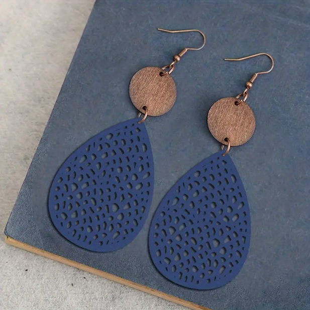 Pendientes colgantes de cuero vintage