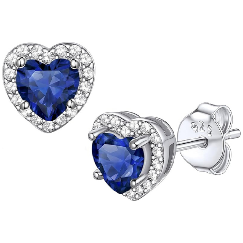 Pendientes de corazón de zafiro Oro