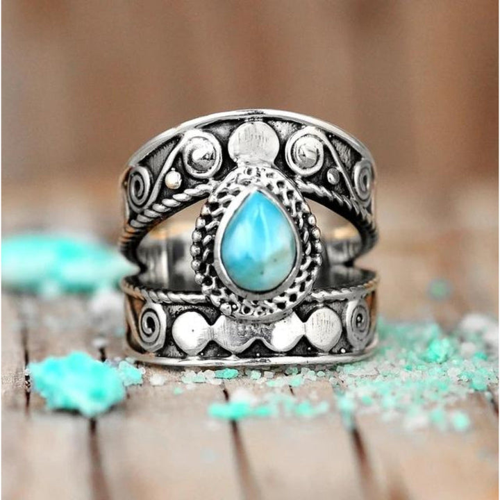 Anillo Gota Calada Turquesa