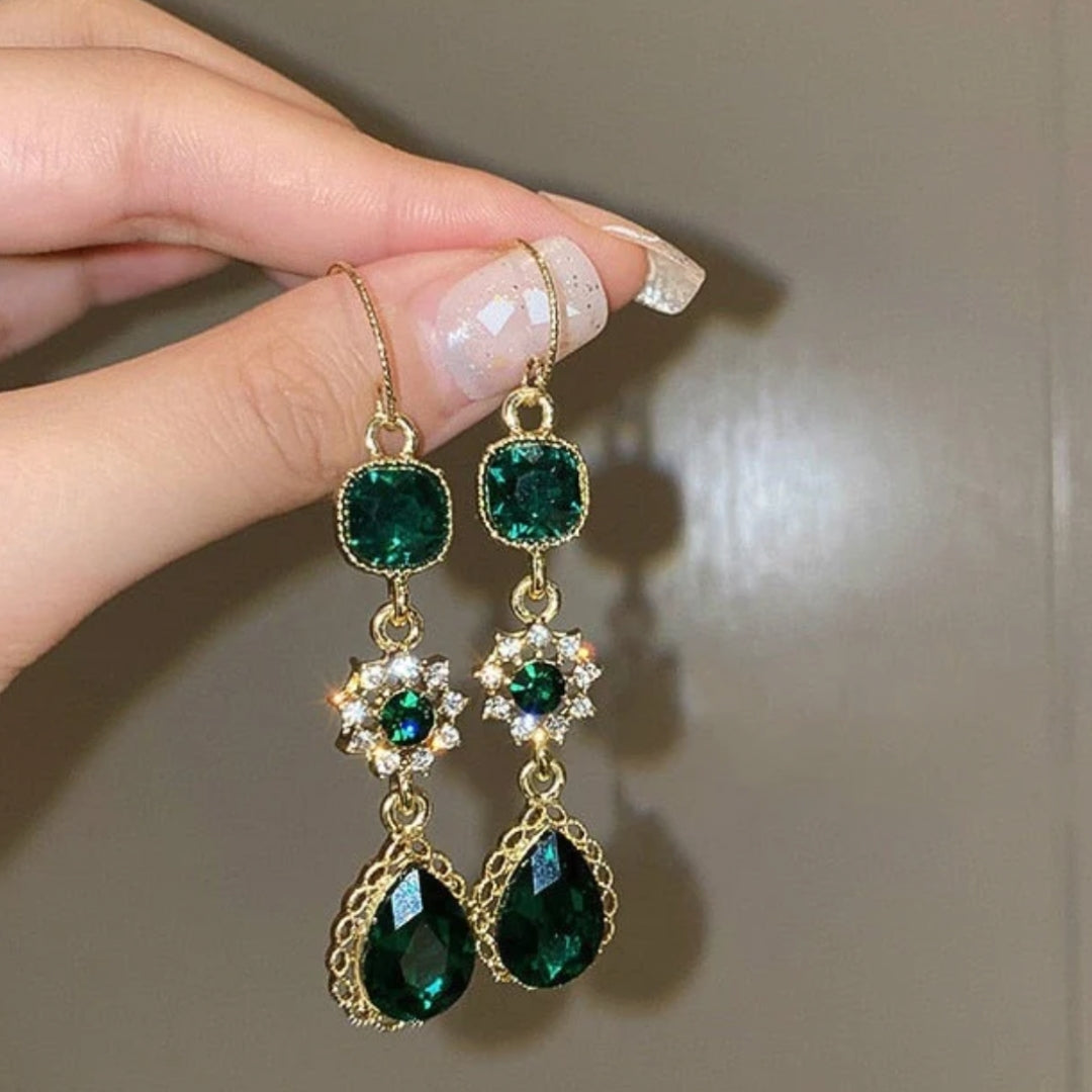 Pendientes Vintage con Cristal Verde