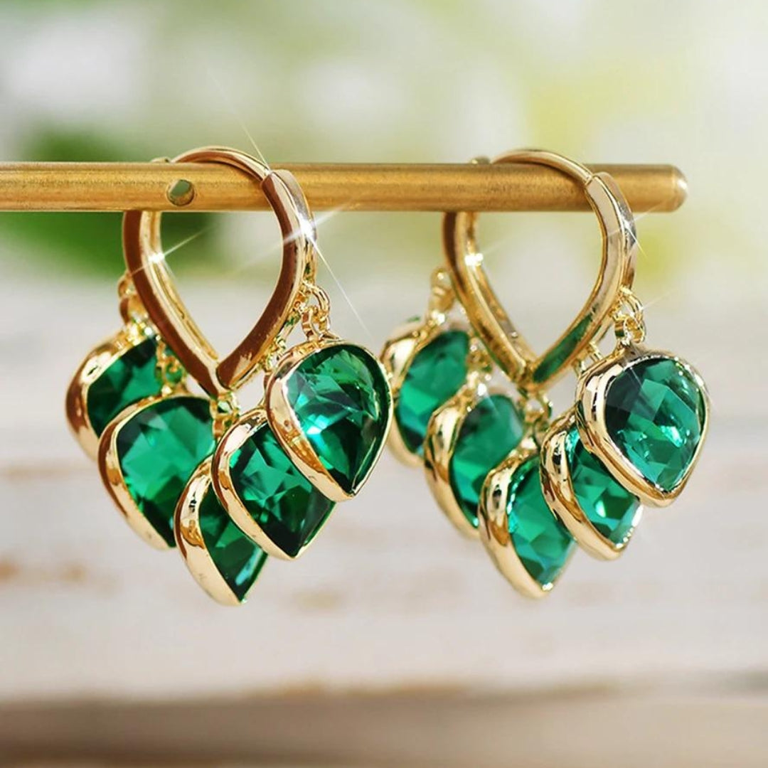 Pendientes de hoja verde de Oro