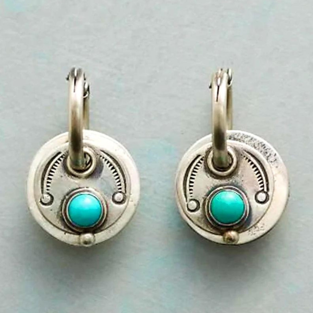 Pendientes Discos Turquesa Plateados