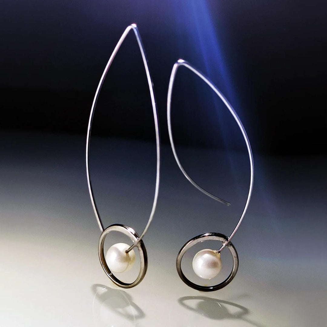 Pendientes Boho con Perla Plateados