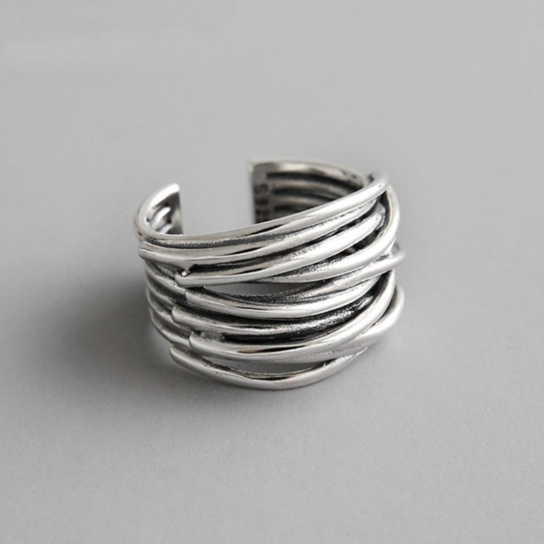 Anillo Capas Plateado Ajustable