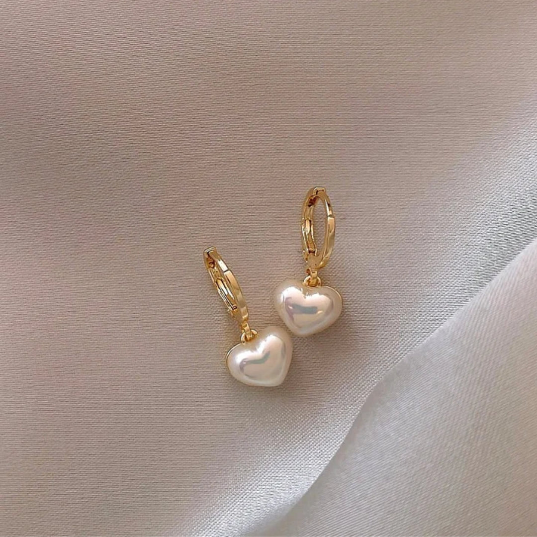 Pendientes Corazón de Perla Blanca