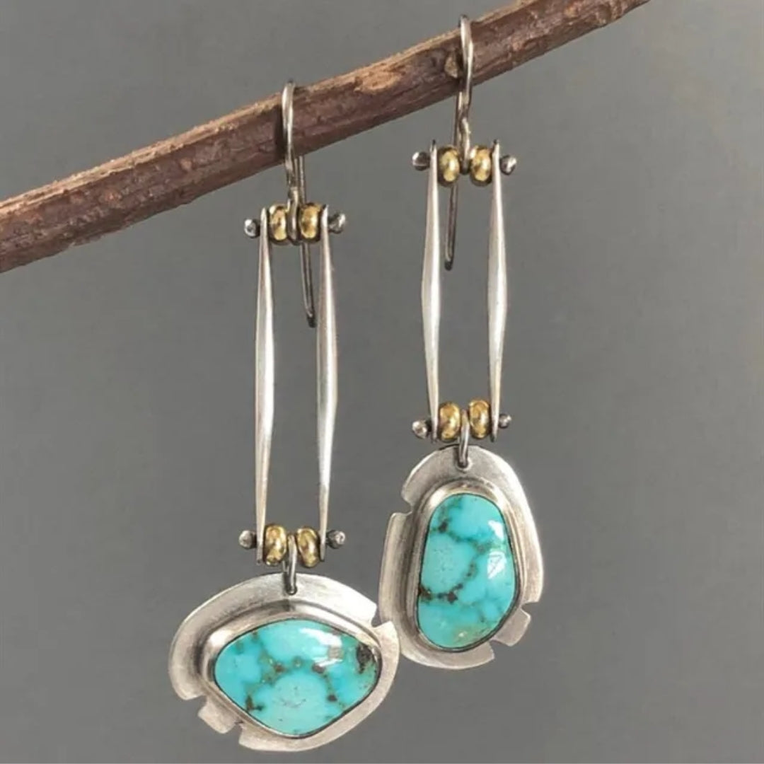 Pendientes Colgantes Geométricos Turquesa