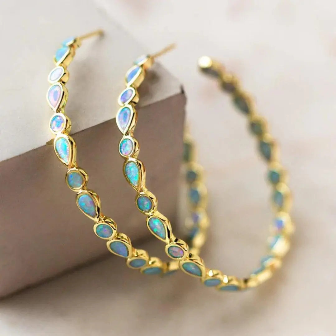 Pendientes Vintage Ópalo Azul Oro