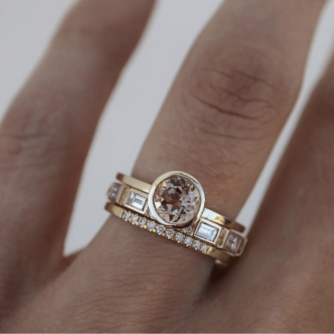 Anillo Dorado Brillante Vintage