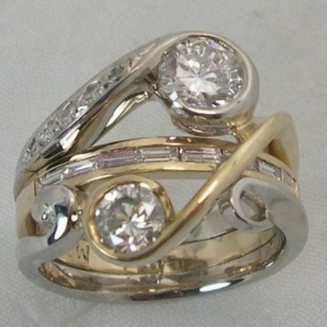 Anillo vintage de Oro y plateado