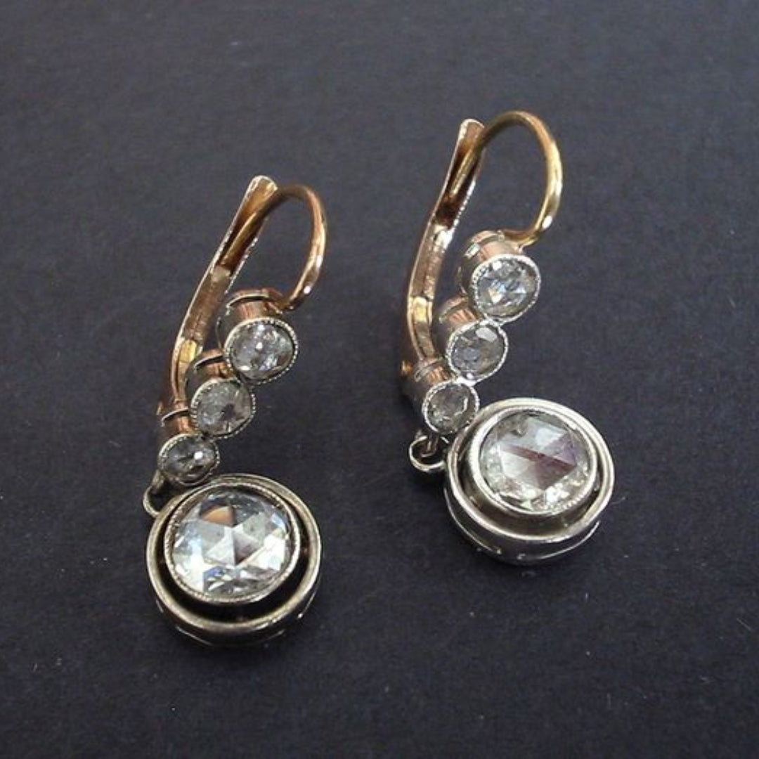 Pendientes Vintage con Circonita de Oro
