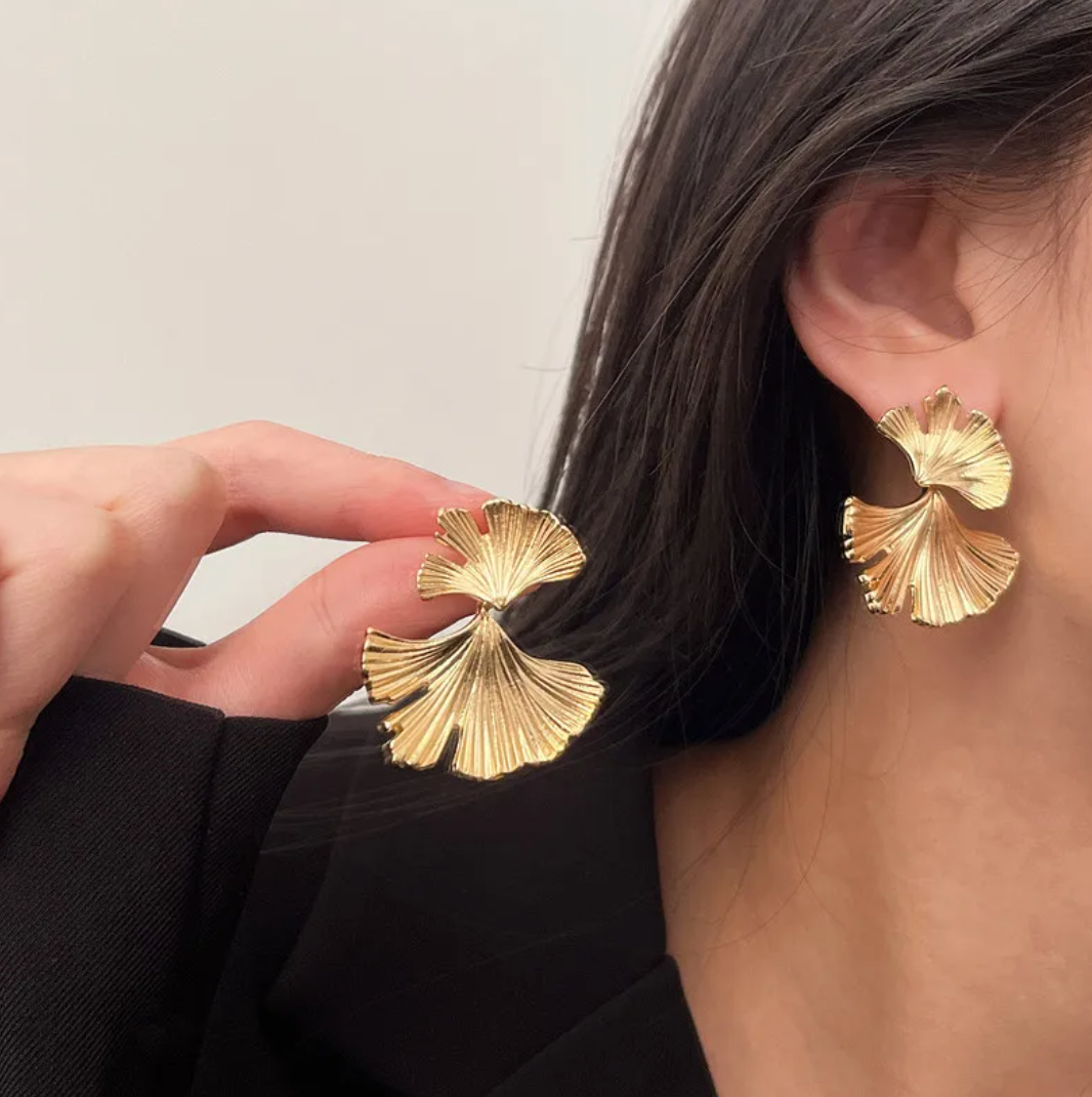 Pendientes Ginkgo biloba de Oro