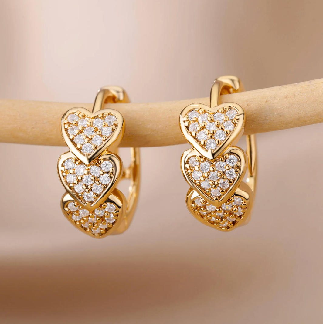 Pendientes de Oro de con corazones