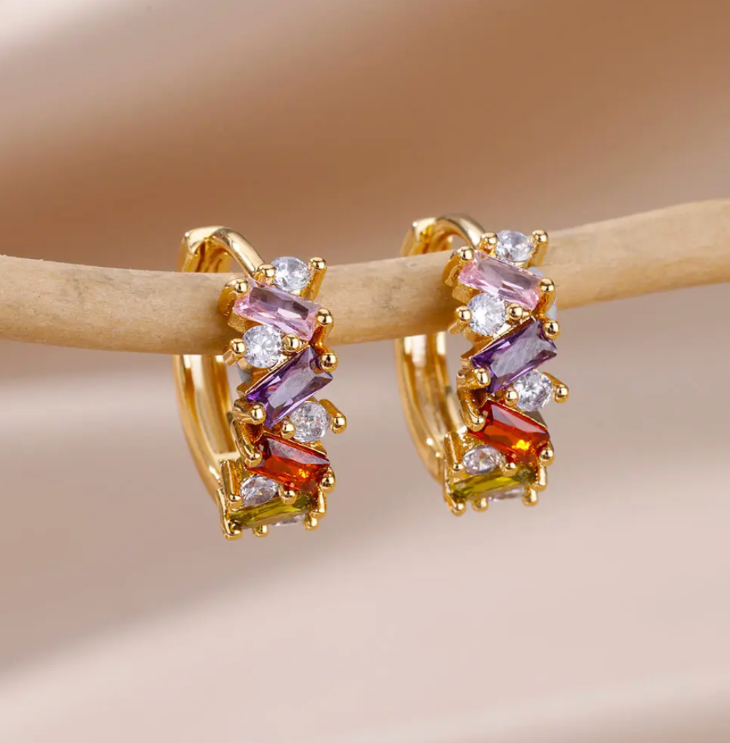 Aros multicolores de Oro con cristales