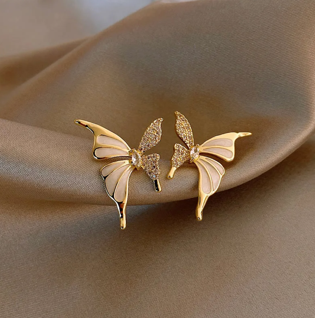 Pendientes tipo botón mariposa de Oro