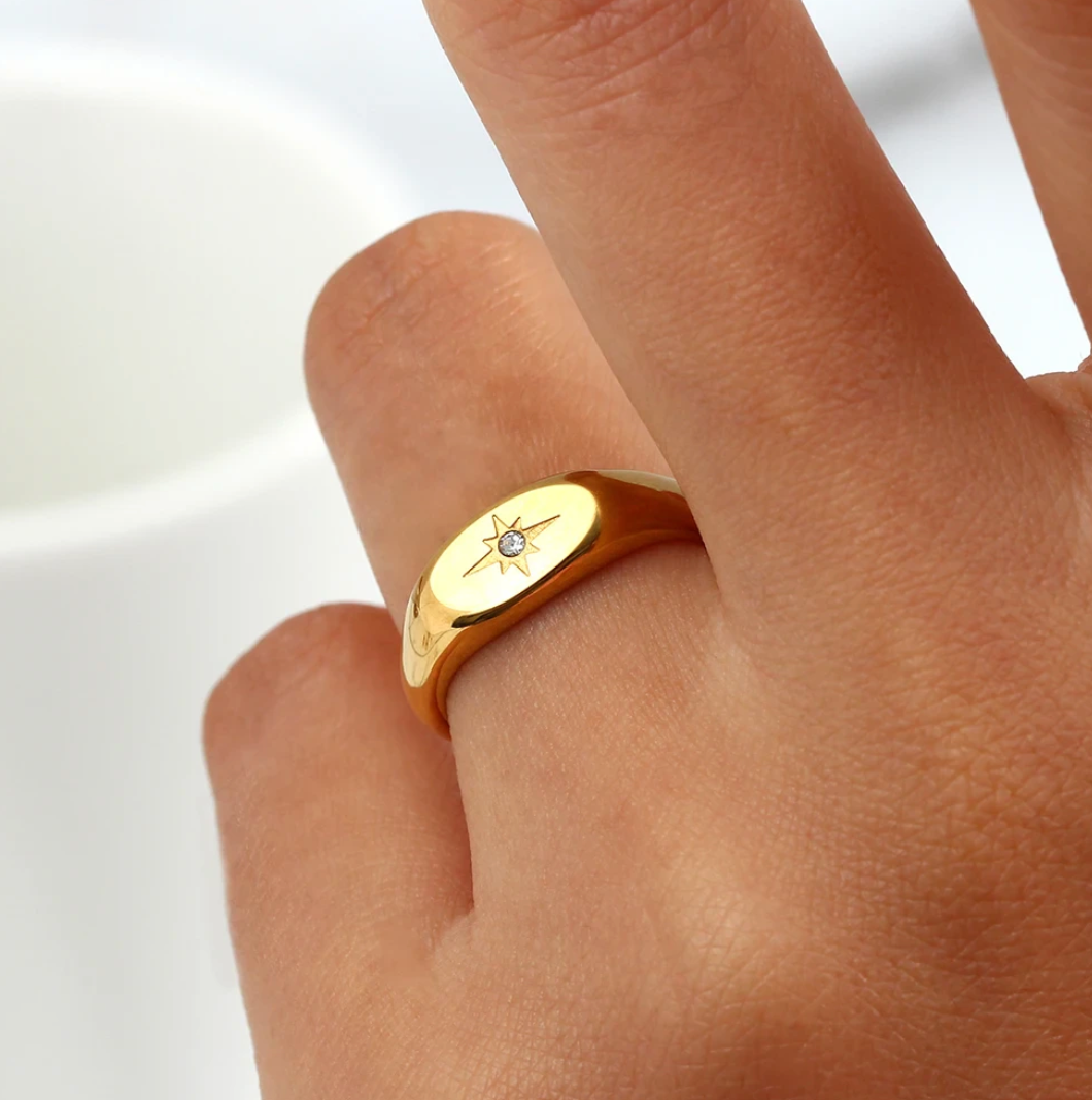 Anillo estrella polar de Oro