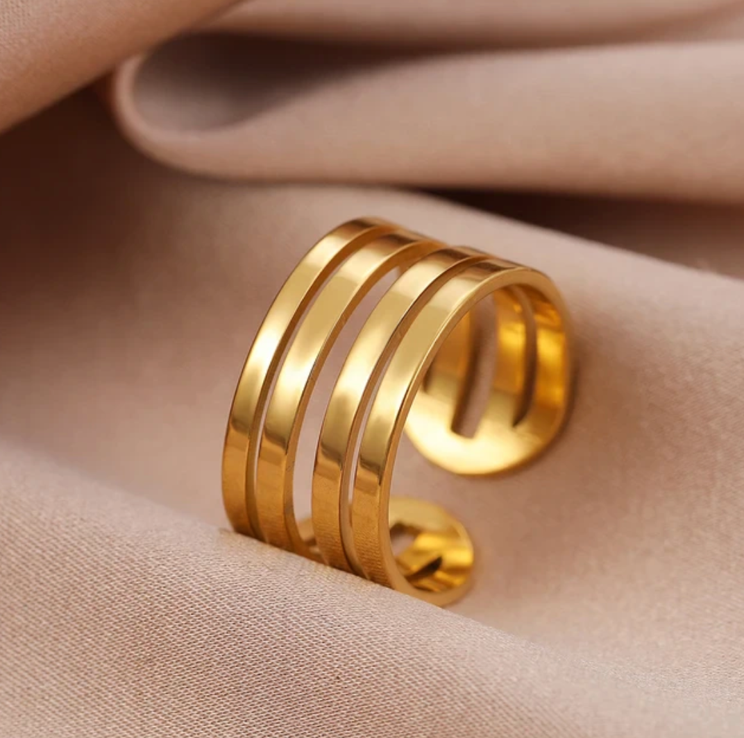 Anillo doble clásico modernista de Oro
