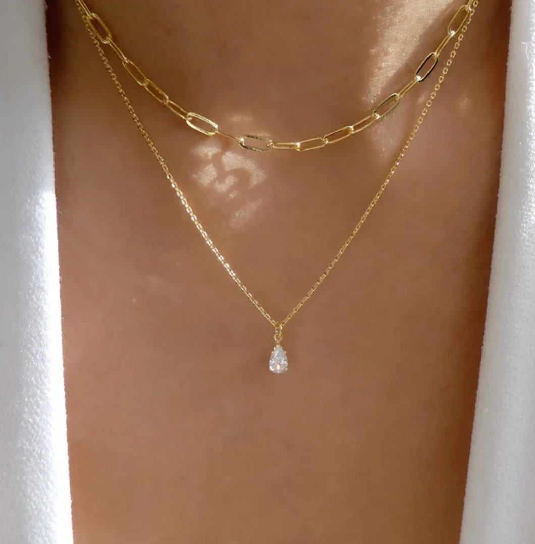 Collar Doble Cadena con Brillo